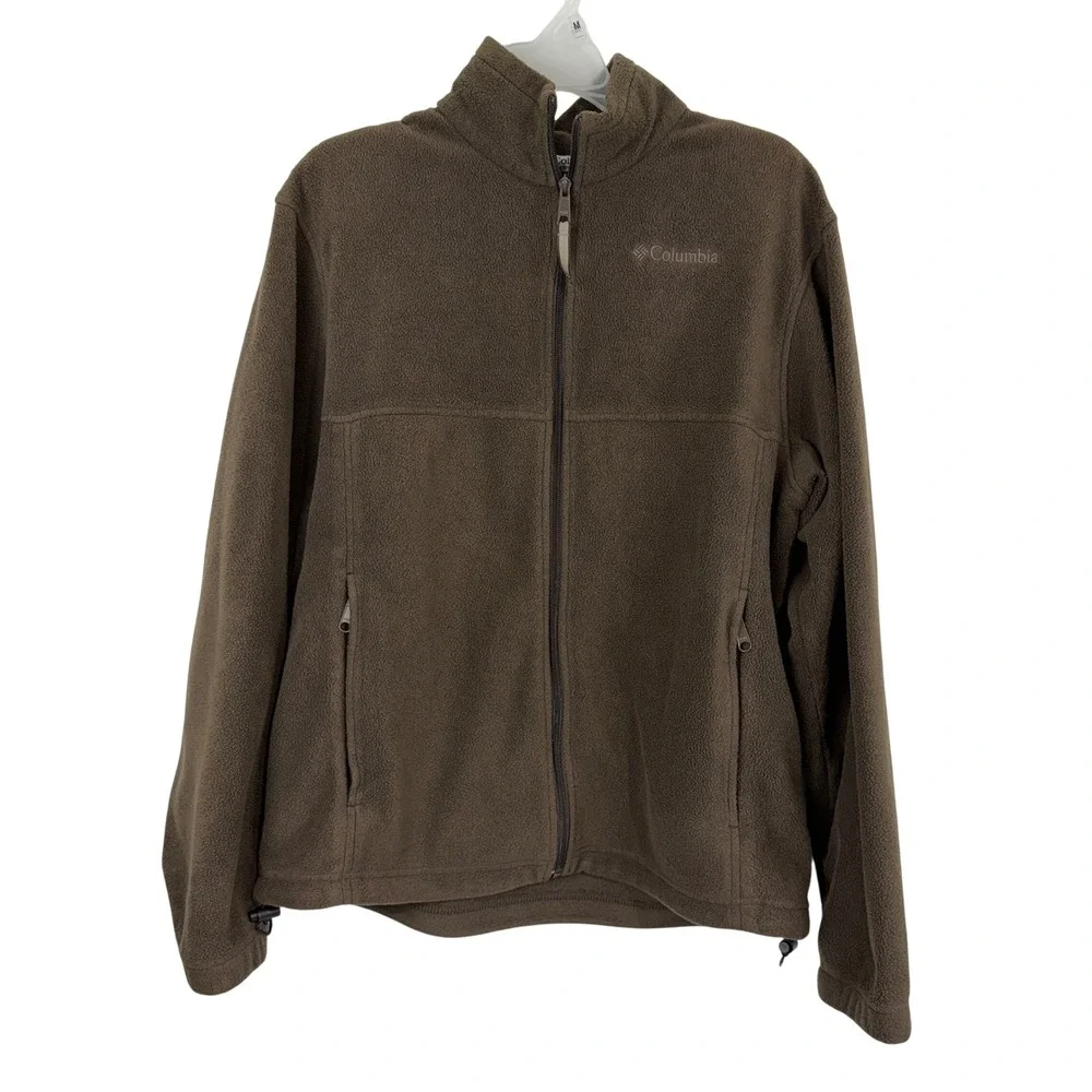 Columbia Mens Brown Full Zip Fleece Jacket Mock Neck WM6113 Size Medium‎